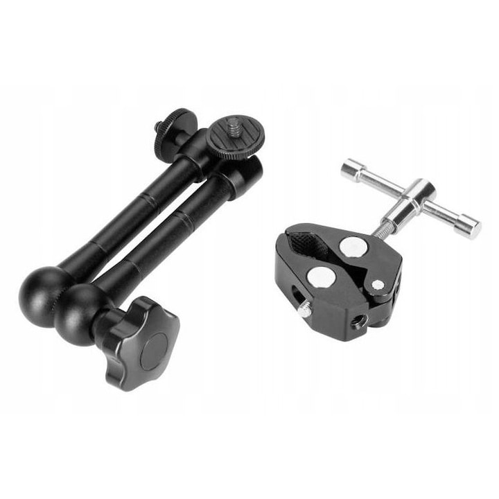 Braț de montare Magic Arm 11 si Crab Clamp CS-CL, 24cm, negru