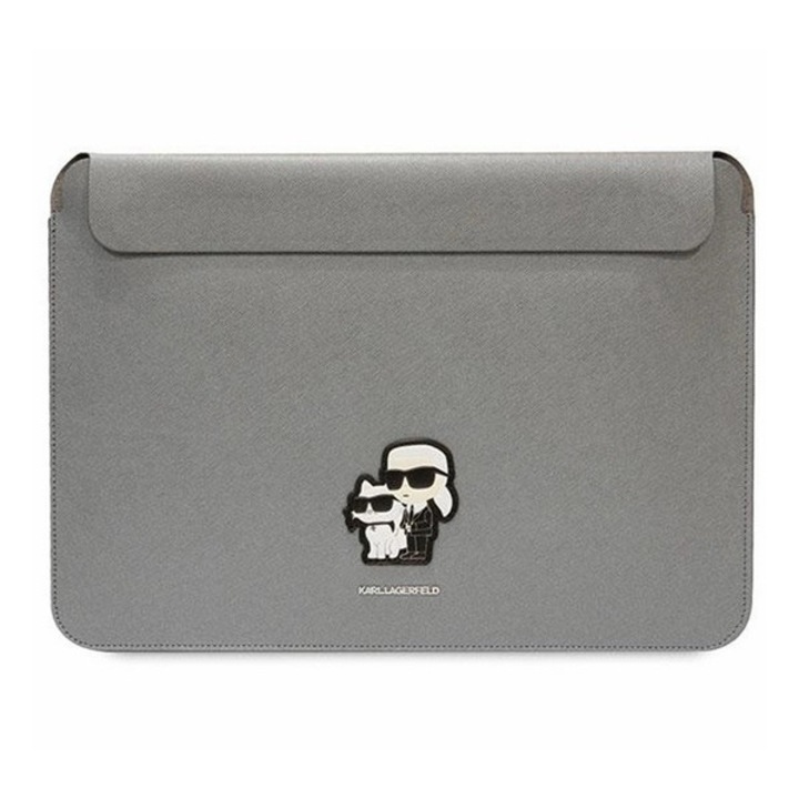 Karl lagerfeld saffiano karl&choupette tok fekvő, eco bőr hatású laptop/notebook/tablet, univerzális, 16" méret, ezüst