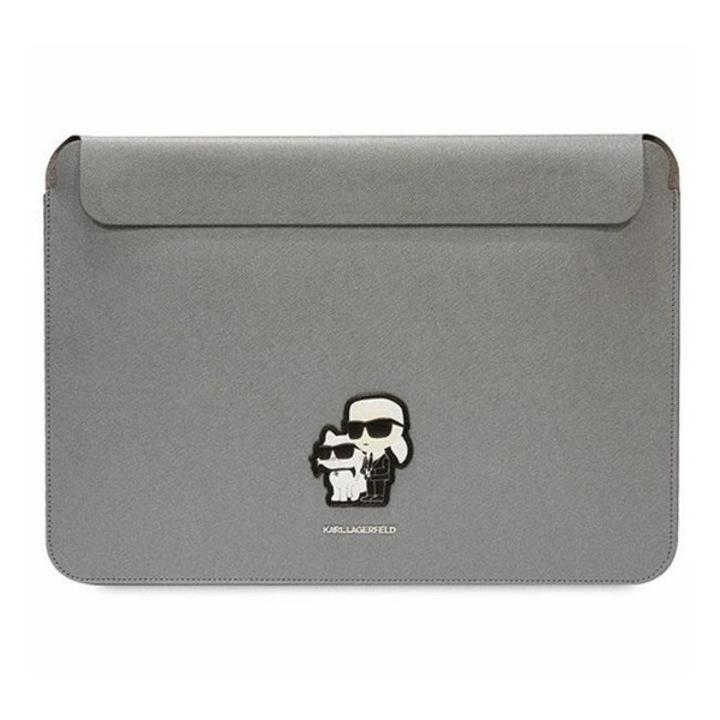 Karl lagerfeld saffiano karl&choupette tok fekvő, eco bőr hatású laptop/notebook/tablet, univerzális, 14" méret, ezüst