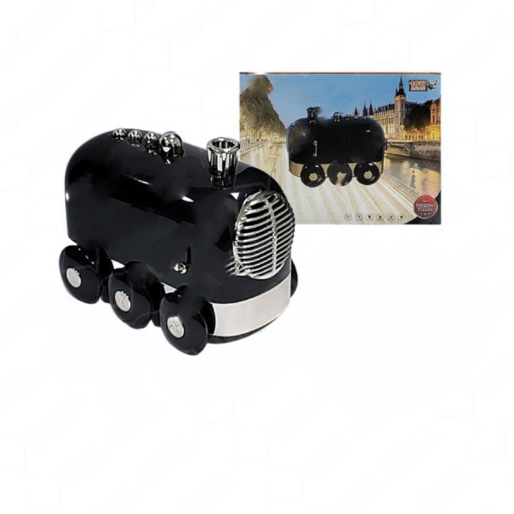 Bluetooth колонка HJ-555 във формата на влак, черна, 10 W стерео звук, преносима колонка с креативен ретро дизайн и безжична Bluetooth връзка