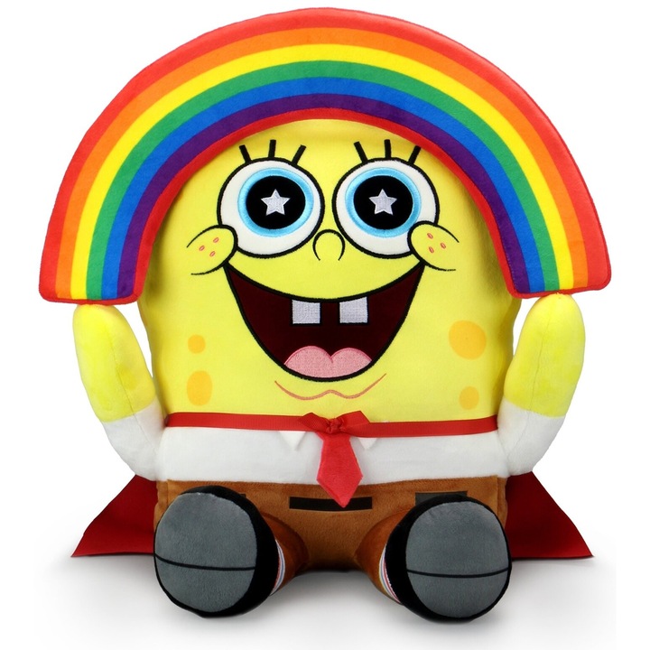 Плюшена играчка Kidrobot HugMe Спондж Боб, 33 см, за момчета и момичета, с 3 батерии АА