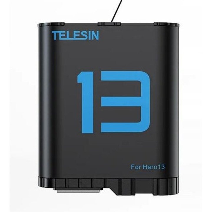 Baterie litiu-ion TELESIN pentru GoPro Hero 13, 1900 mAh, 4,48 V, protectie la supratensiune, incarcabila
