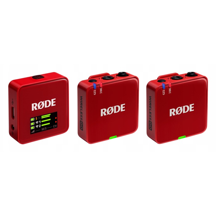 Rode Wireless Go III vezeték nélküli rendszer, 2 adó, 32 GB memória, 260 m hatótáv, piros