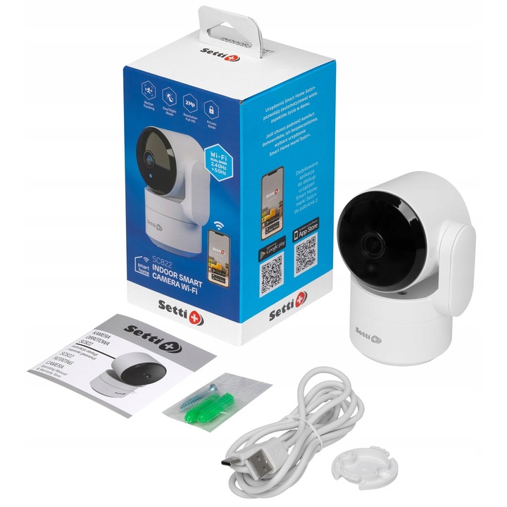 Камера за наблюдение SETTI+ SC822 2MP, бяла, Wi-Fi, детекция на движение, нощен режим