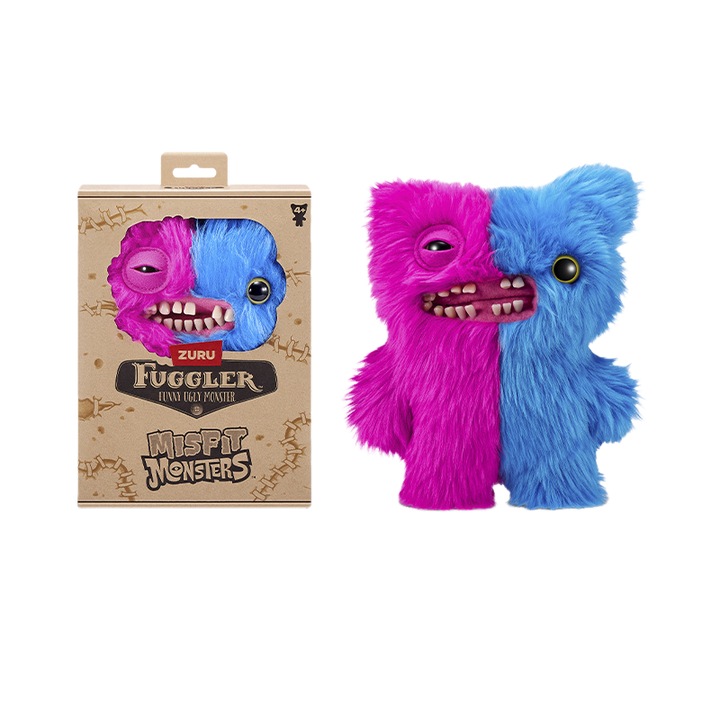 Jucarie de plus Fuggler, QQ Screaming Monster, 22cm, mov/albastru, dimensiuni 22 cm