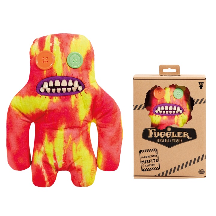 Jucarie de plus Fuggler, monstru ciudat, 22cm, rosu/galben, set de colectie
