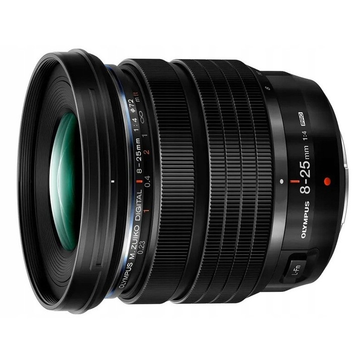 Обектив Olympus M.Zuiko Digital ED 8-25mm F4.0 Pro, ултраширок, 3.1x увеличение, 72mm, 411гр