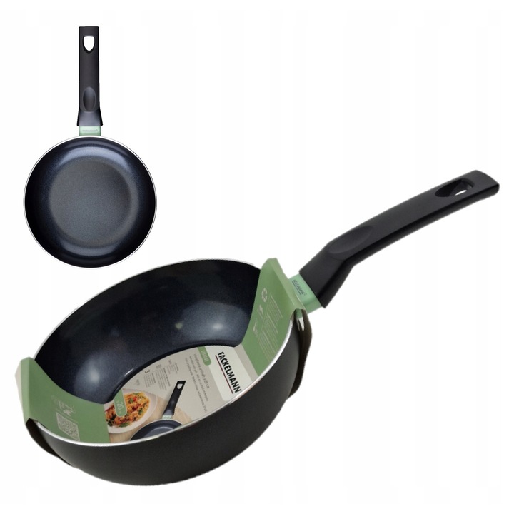 Уок тиган 20 см керамичен, Brandao, екологичен, черен, съвместим с всички видове котлони