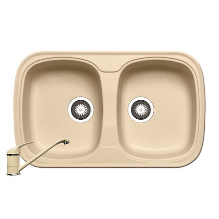 Pachet chiuveta + baterie de bucatarie Pyramis SARIA, 820x500mm, adancime 175mm, montare pe blat, finisaj anti zgariere