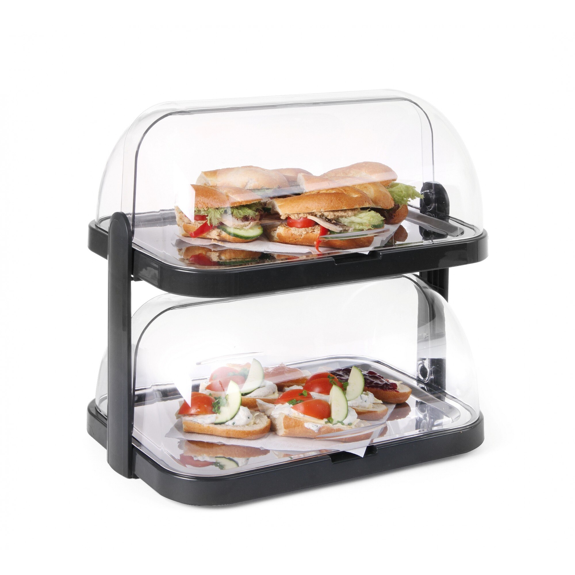 Set 2 tavi servire suprapuse pe 2 nivele cu 2 elementi racire si capace rolltop, Hendi, 44x32x(H)44 mm.