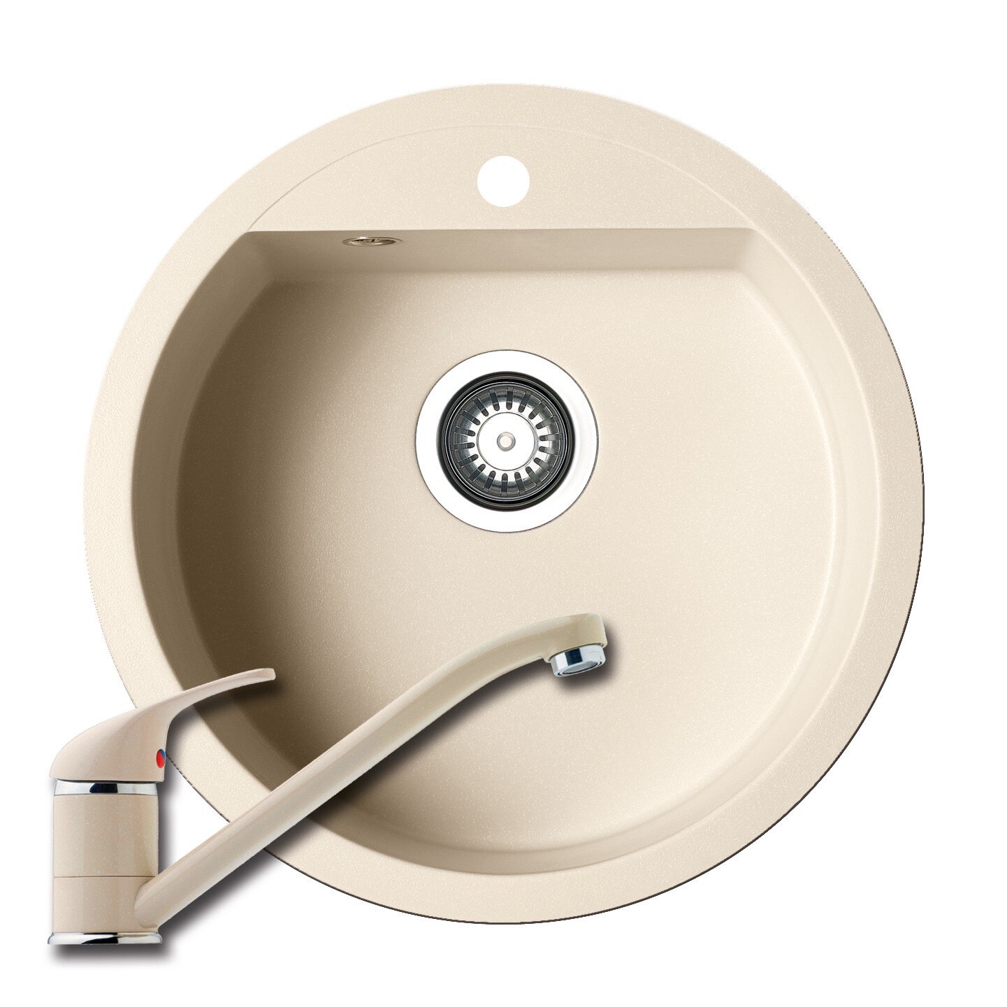 Pachet chiuveta + baterie de bucatarie Pyramis CERCIO, 510mm, adancime 175mm, montare pe blat, finisaj bej