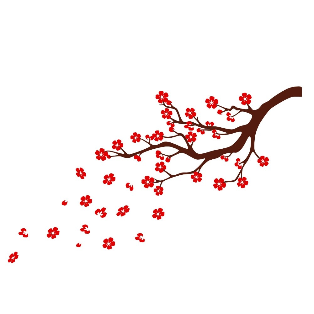 Sticker decorativ Stickero Crenguta de cires, Maro cu Rosu deschis, 170x90 cm