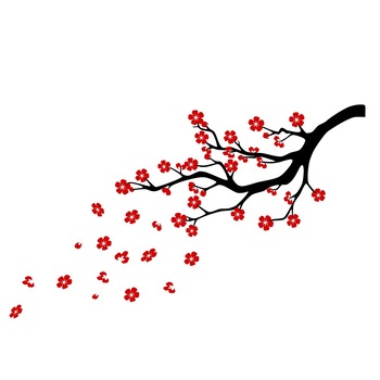 Sticker decorativ Stickero Crenguta de cires, Negru cu Rosu, 190x100 cm Sticker decorativ Stickero Crenguta de cires, Negru cu Rosu, 190x100 cm