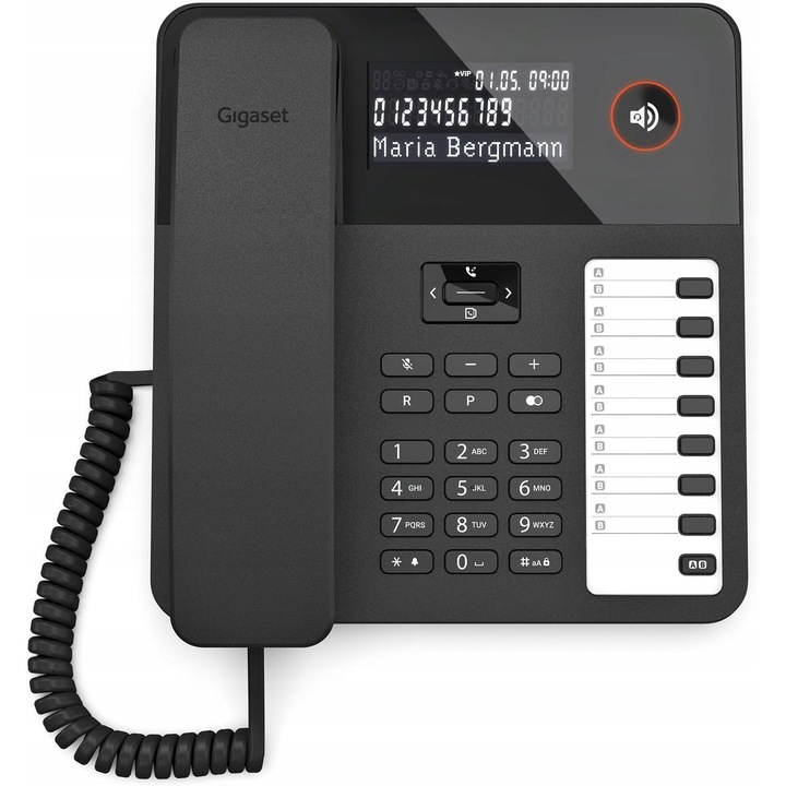 Telefon cu fir Gigaset Desk600, negru, 100 contacte, 73x108x208mm