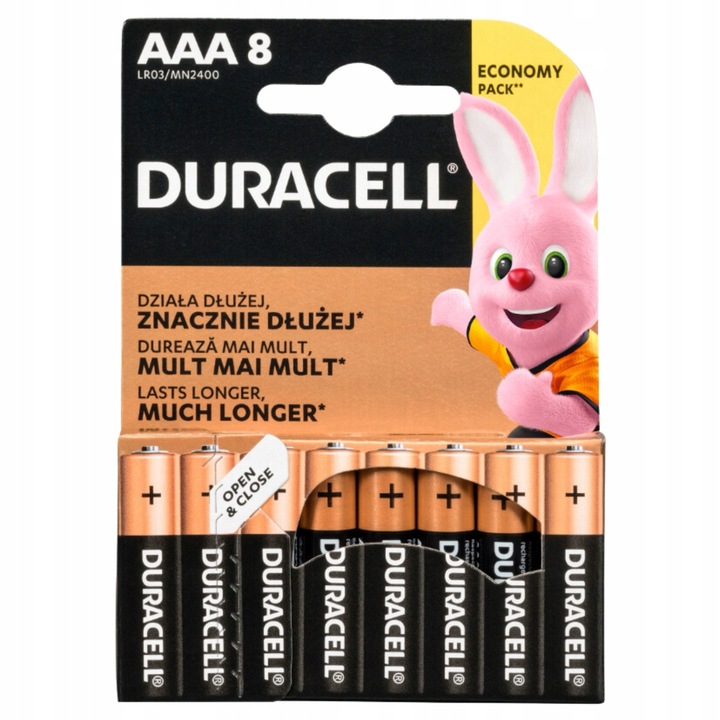 Baterii AAA LR3 Duracell, set 8 buc, alcaline, 1.5V