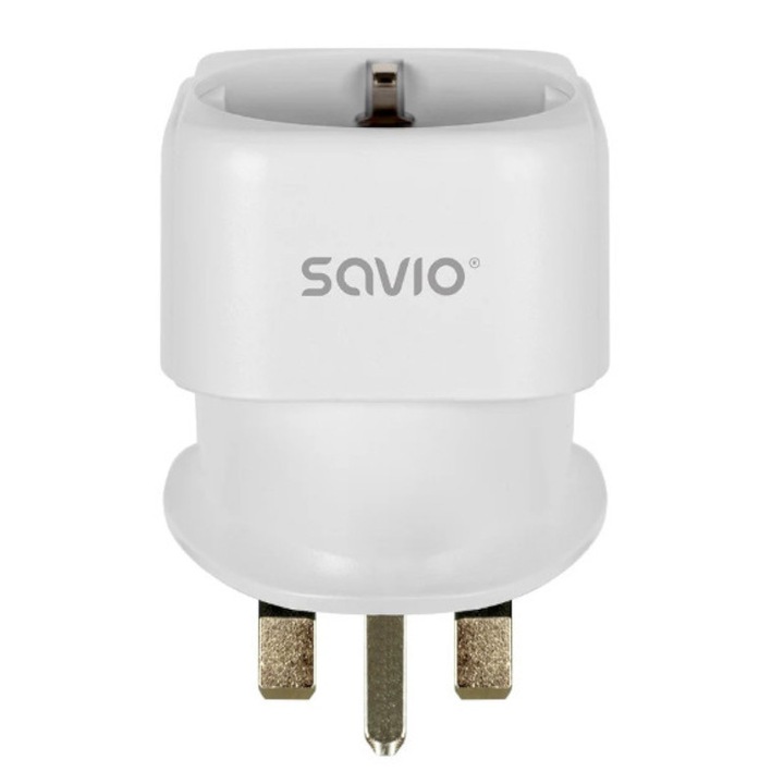 Adaptor calatorie Savio, model AP-04, 3750 W, alb, dimensiuni 77x47x50mm