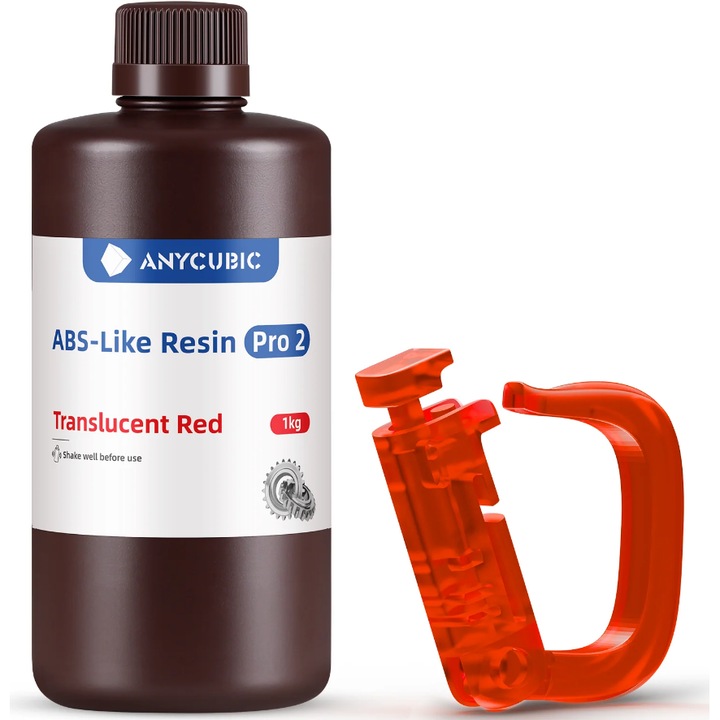 3D gyanta, Anycubic Abs-Like Pro 2, 1 kg, átlátszó piros, 3D nyomtatóhoz