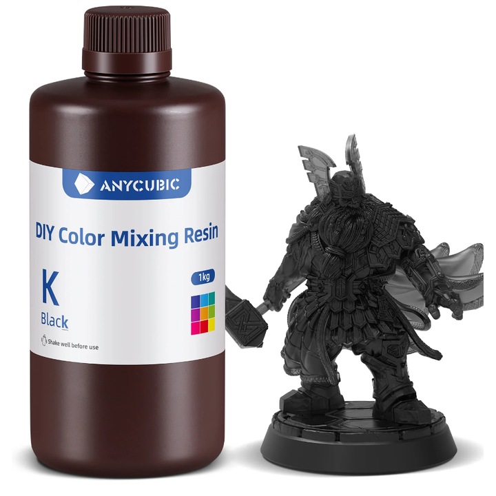 3D Gyanta, Anycubic DIY, 1kg, Fekete, 3D nyomtatóhoz