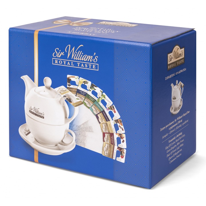 Комплект керамични чаши Sir William's Royal Taste Duo, 350 мл, 8 вида чай, 16,5x20x13,5см