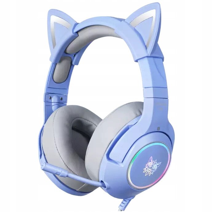 Casti gaming Onikuma K9, roz, cu microfon, iluminare RGB, 50mm, 2