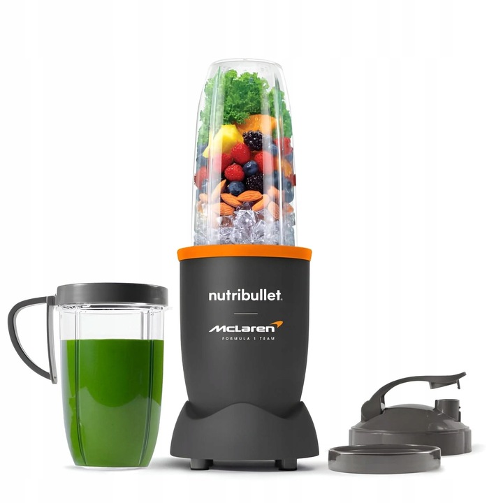 Blender personal NUTRIBULLET NB907GO-MC, 900W, 2 cupe (500ml si 900ml), gri-portocalie