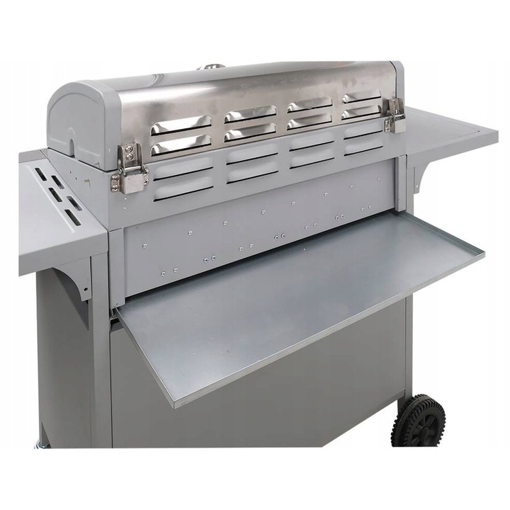 Газов грил LUND 99654, 3+1 горелки, 12.8kW, чугунена скара, 53x40см, сребрист