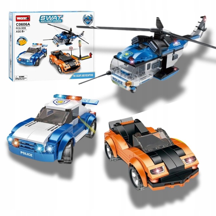 WOMA Строителен комплект, полицейски участък, 535 елемента, за момчета, 6+