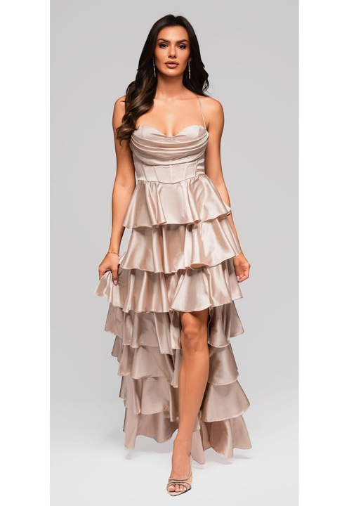 Рокля LARICA LA-OM-DLR202, Макси, Бална, Черен, Златист