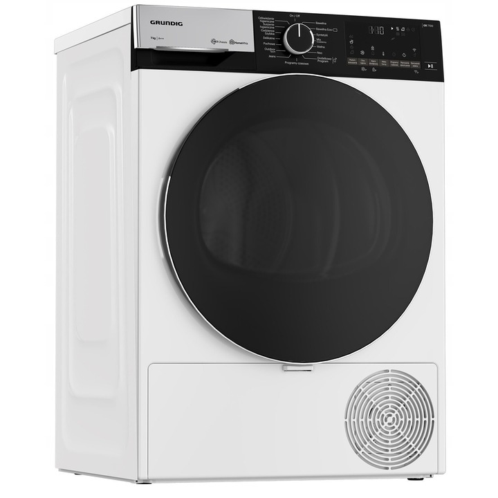Сушилня Grundig, модел GT76724W, 7 кг, бяла, с термопомпа, управление чрез смартфон