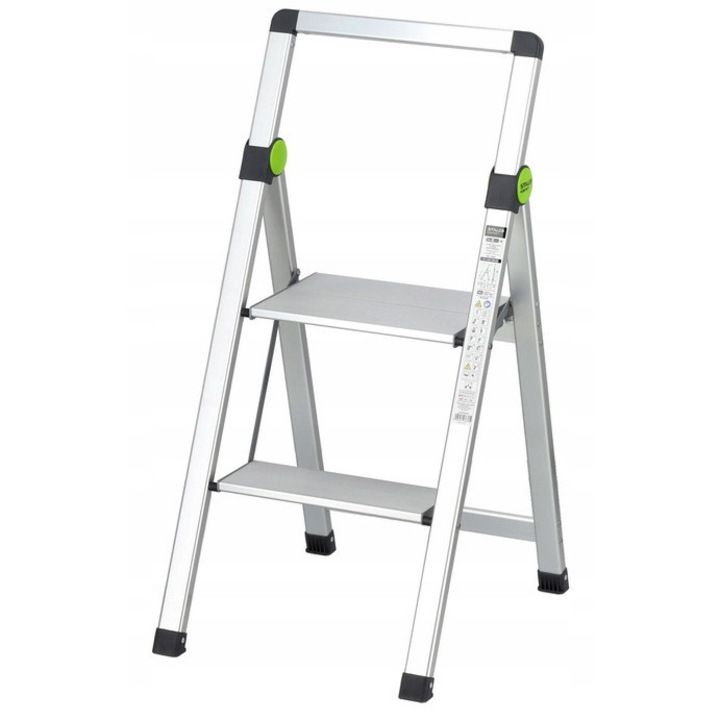 MINI SLIM munkalétra, 2 fokos, fogantyúval, alumínium, 408x485x825mm, 150kg