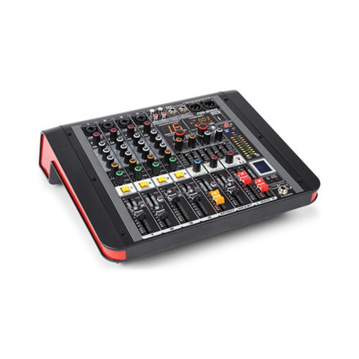 Power Dynamics PDM-M404A (2x200W) 4 csatornás zenekari keverőerősítő, Bluetooth + Effekt + REC