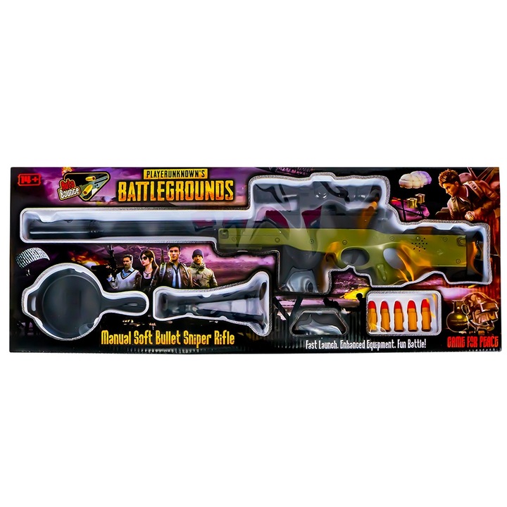 Pusca cu luneta set, 57x13x2.6 cm, 5 gloante, multicolor