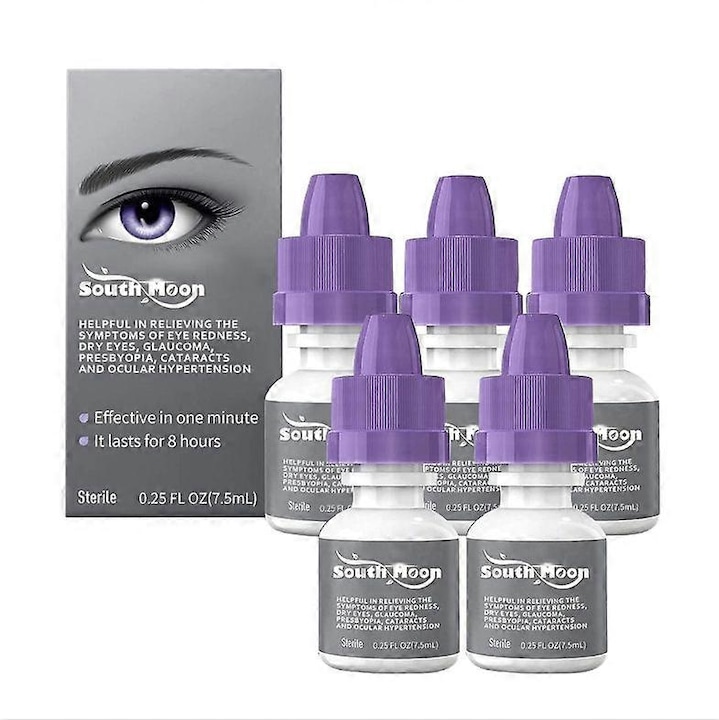 Picaturi pentru ochi, South Moon, 7.5ml, reduce presiunea intraoculara, protejeaza ochii, 5 bucati
