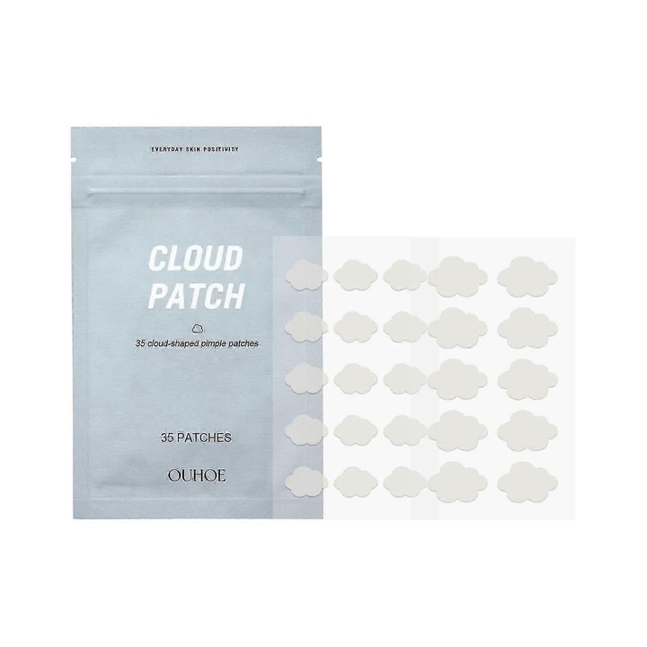 Pachet de plasturi pentru acnee Cloud, Ouhoe, 24/7 protectie, ultra-subtiri, transparent, 30 bucati