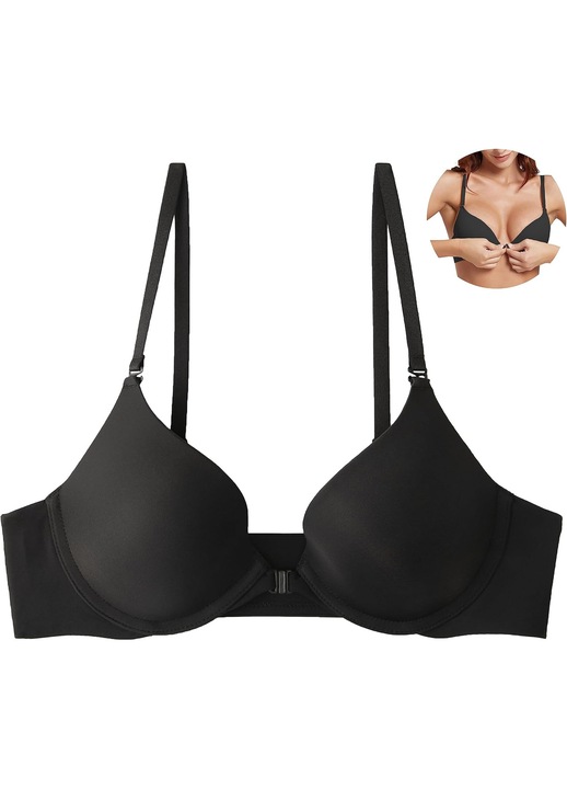 Sutien Clasic Dama Inchidere Frontala Sexy Fara Cusaturi Fara Sarma, Negru