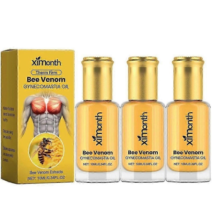 Masszázsolaj férfi mellkasra, 3 darab, természetes összetevők, feszesítő hatás, fluoreszkáló anyagoktól mentes, hormonmentes