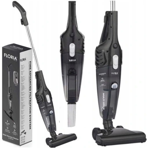 Aspirator vertical 2 in 1, 800W, Floria, putere de aspiratie 16000 Pa, tehnologie ciclonica, 5m cablu, 1,2L recipient pentru praf