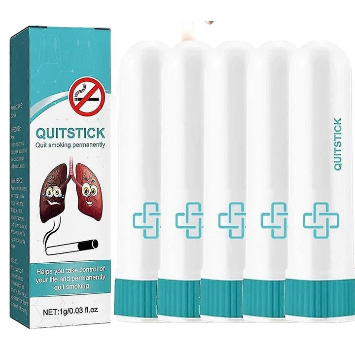 Set Quit Stick, ajuta la renuntarea la fumat, ulei esential de lavanda, extract de lobelia, 5 bucati
