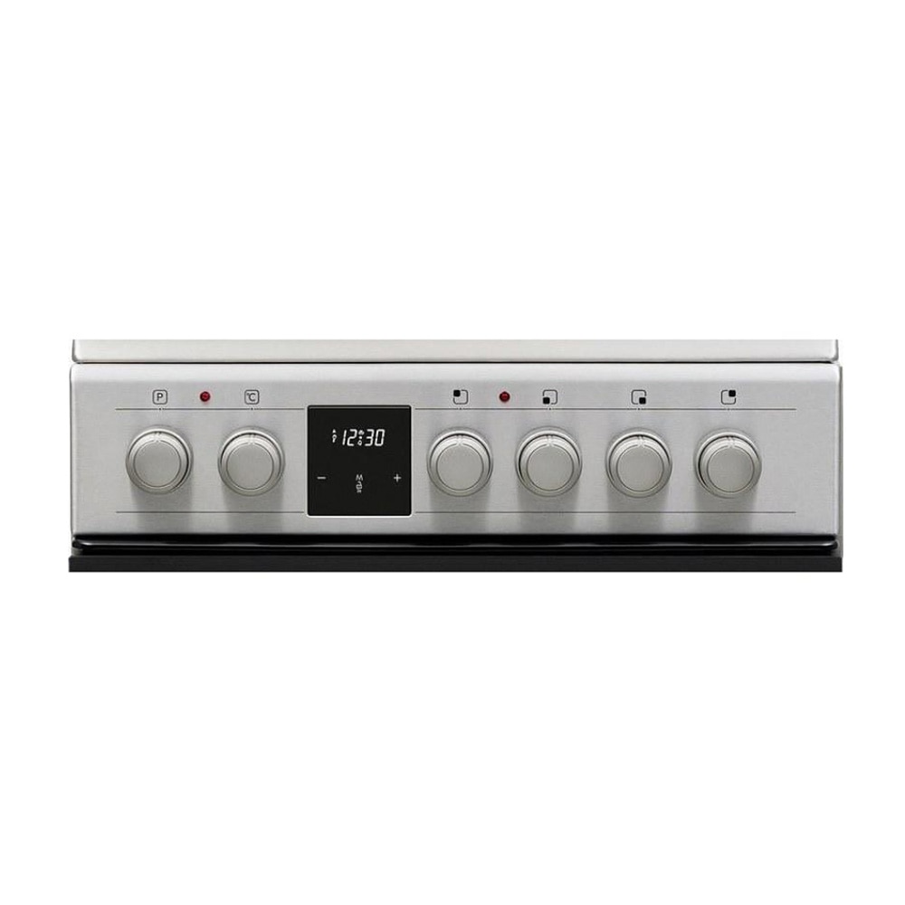 Aragaz electric Sharp KF-56FVDT22IMK-EU, Cuptor multifunctional, Plita vitroceramica 4 zone, Timer digital, 50 cm, 50 l, Clasa A, Inox