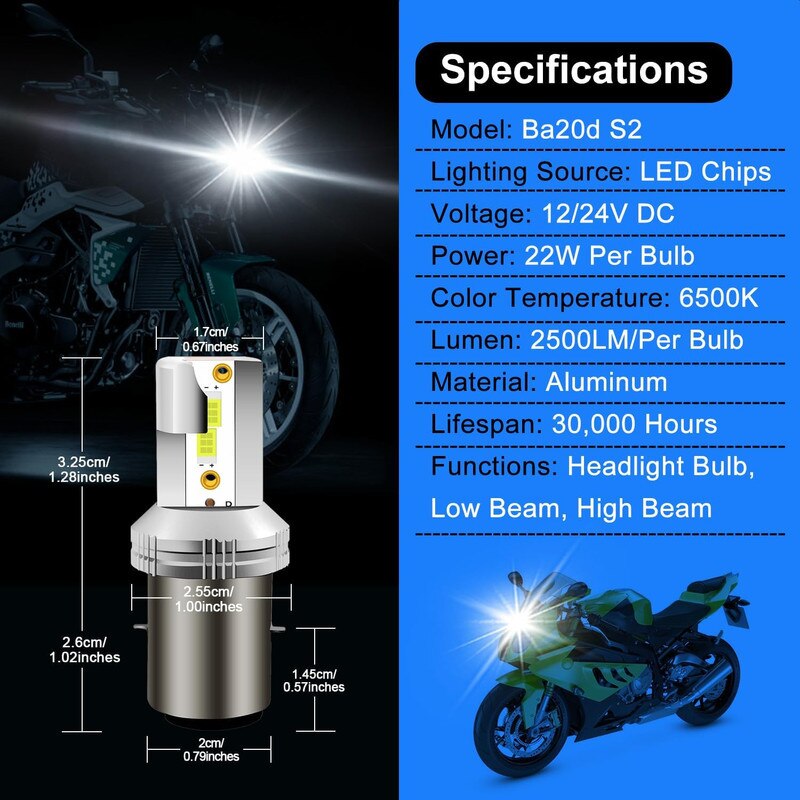 BA20d 6V 5,4W/1W LED - Efficiënte en energiezuinige lamp voor motorfietsen