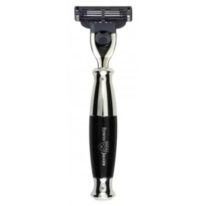 Aparat de ras Edwin Jagger Mach 3, crom, mâner negru