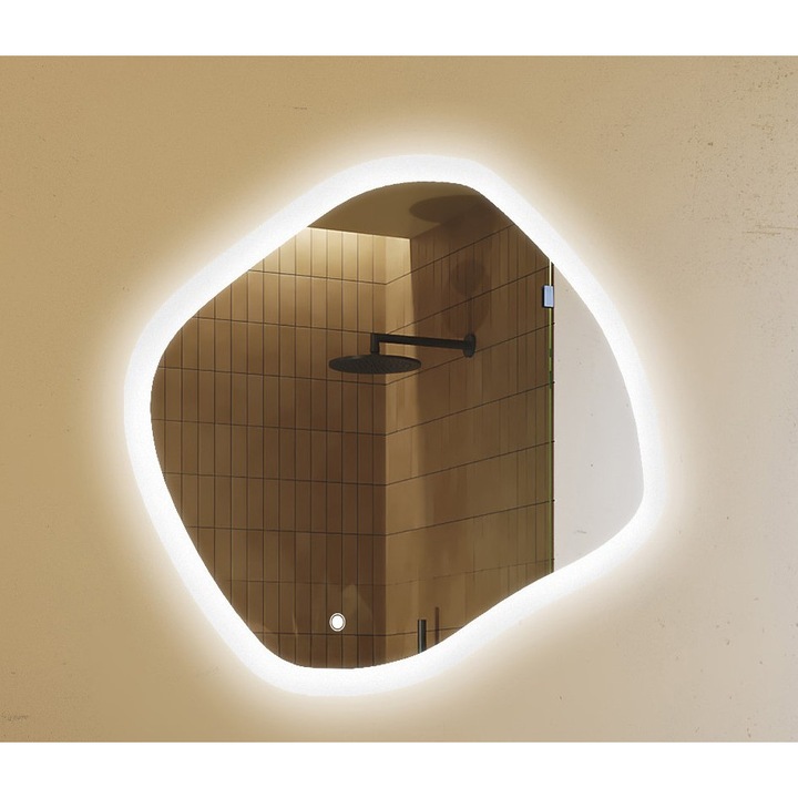 Огледало за баня с LED осветление, ARTFORMA, 64x54, Сензорен ключ, LED Dual