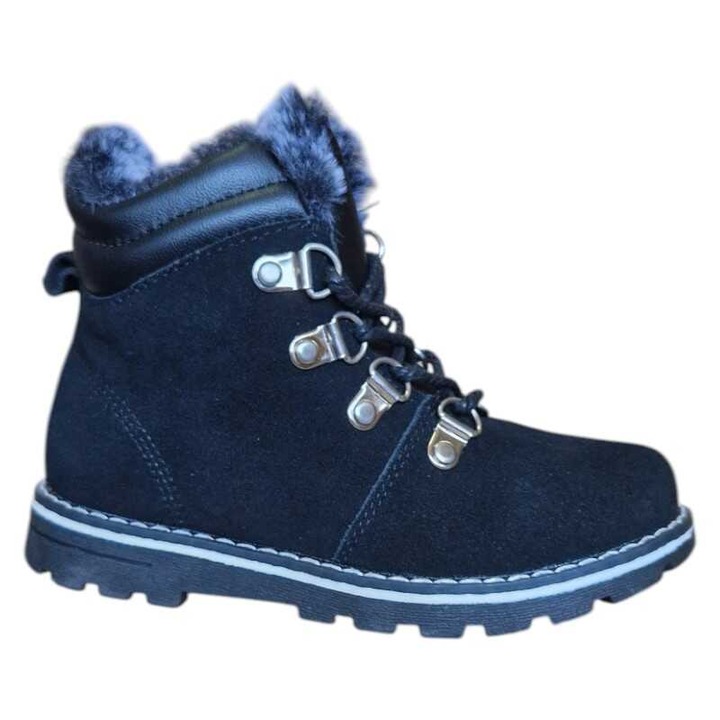Ghete glezna pentru copii Happy Bee din piele naturala cu blana artificiala decorativa si inchidere dubla, talpa antiderapanta si cauciucata Z9