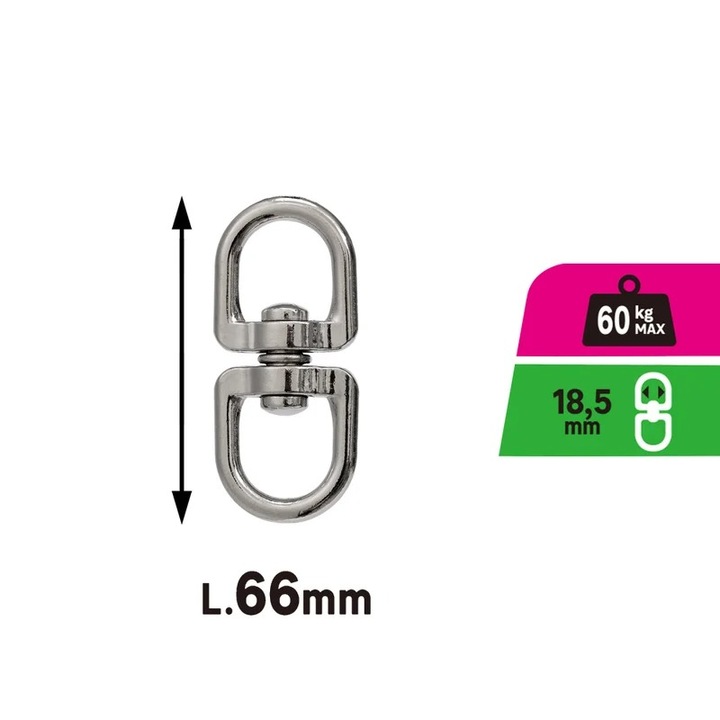 Inel Dublu Rotativ Zamac Nichelat 5.5x18.5mm Rezistenta 60kg Shopiens®
