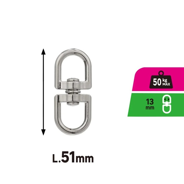 Inel Dublu Rotativ Zamak Nichelat 4x13mm Rezistenta 50kg Shopiens®