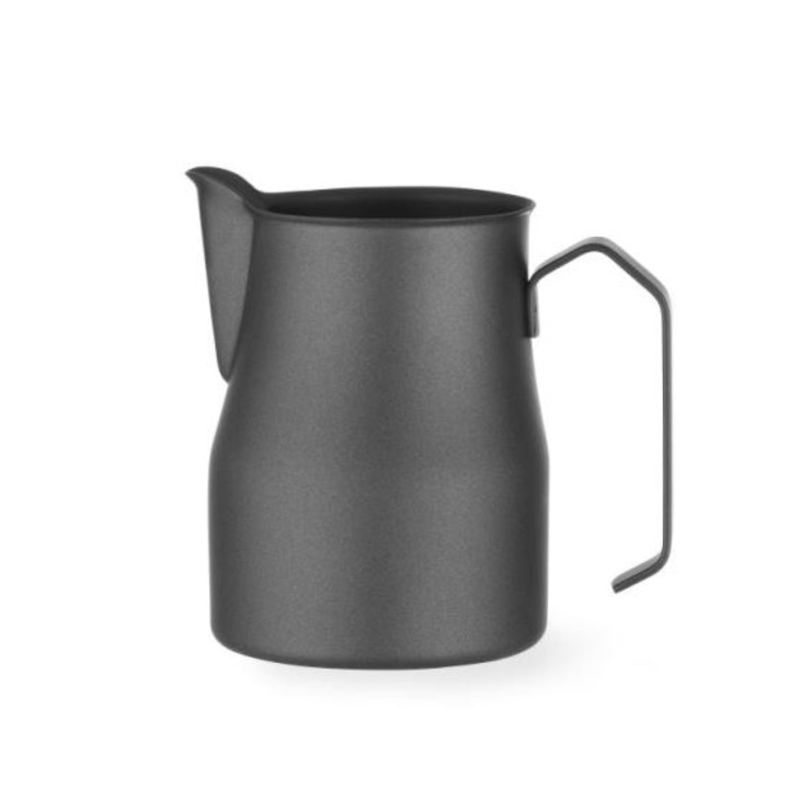 Cana pentru lapte, gura inalta in forma de V, culoare Negru mat, ø84x(H)130 Hendi, – 0.7 litri