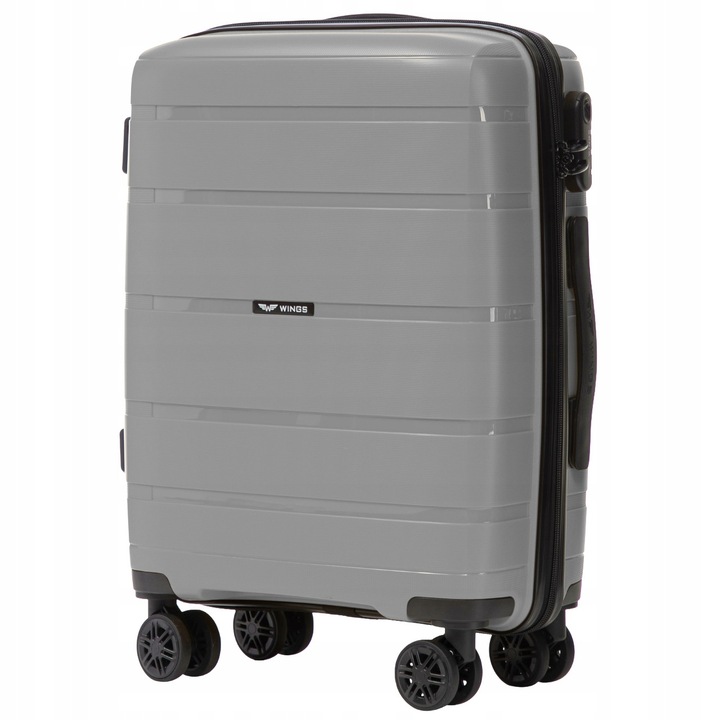 WINGS HAWFINCH 3.0 Kabinbőrönd 55x39x20cm 38L Sötétszürke, 4 Dupla 360 Fokban Forgó Kerék, Teleszkópos Fogantyú