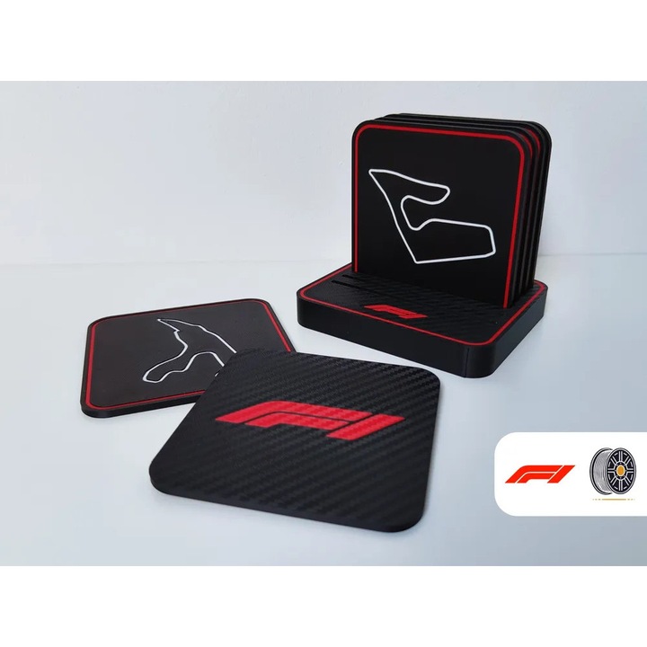 Set Suporturi Pahare Formula 1 – 6 Circuite Iconice + Suport Inclus