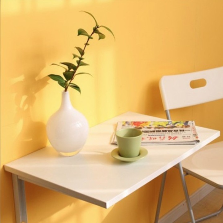 Сгъваема стенна маса, ПДЧ, 90х50см БЯЛО