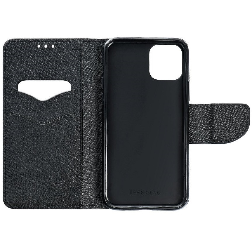 Husa de telefon compatibila cu Samsung Galaxy S25 FE 5G, tip carte, cu suport pentru carduri bancare, inchidere magnetica, negru, Fancy